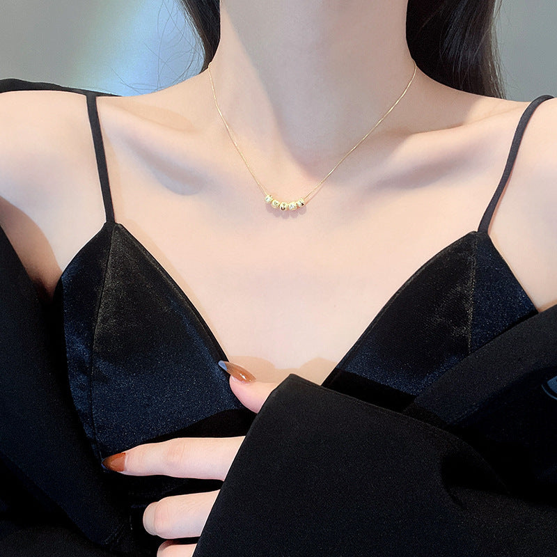 Kalung Lucky Beads Stainless Silver untuk Wanita - Rantai Emas Anti Pudar | Choker Perhiasan Elegan - 我的商店