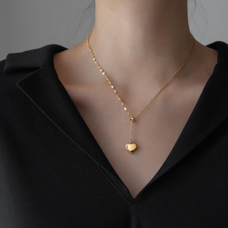 Grosir Kalung Wanita Stainless Steel Emas - Model Heart, Trendi & Tidak Luntur! - 我的商店