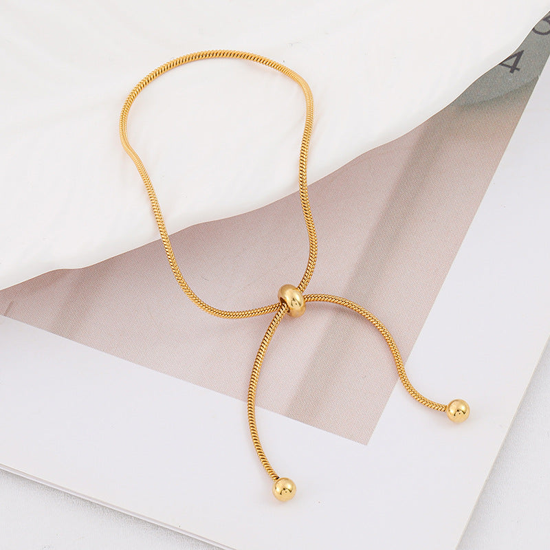 Gelang Wanita Stainless Steel Lapis Emas 18K - Minimalis, Elegan & Awet! - 我的商店