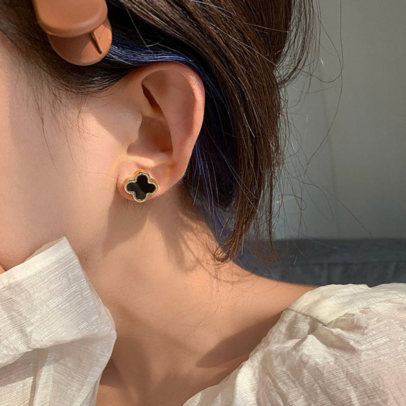 Wanita antik berkata kalung Four Leaf Clover  Liontin Berlian - Baja Tahan Karat Lapis Emas, tidak kusam, elegan dan modis! - 我的商店