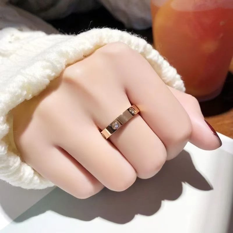 Cincin Trendy Titanium Anti Karat Tiga Warna ada mata dan tanpa mata menerima reseller - 我的商店