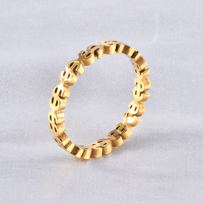 Cincin Money Catcher untuk Wanita - 18k Emas Stainless Steel Anti Pudar | Aksesoris Fashion Elegan - 我的商店