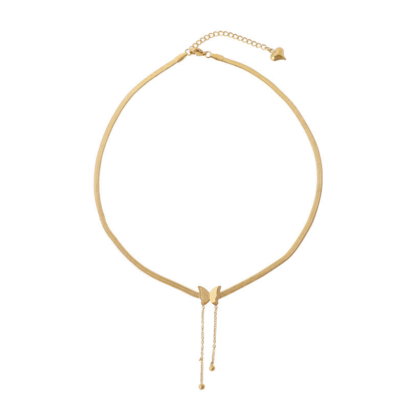 Kalung Kupu-Kupu Emas 18K - Stainless Steel Anti Pudar & Hypoallergenic | Perhiasan Wanita Elegant - 我的商店