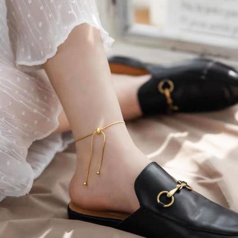 Gelang Kaki Emas untuk Wanita – Rantai Stainless Anti Luntur, Aksesori Minimalis Pantai - 我的商店
