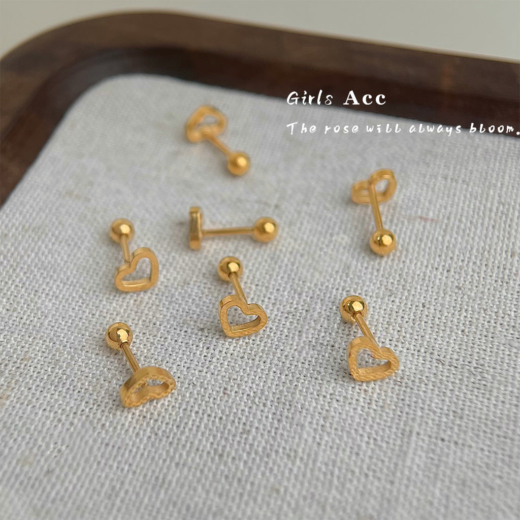 Anting BAUT LOVE BOLONG titanium anti karat korea fashion - 我的商店