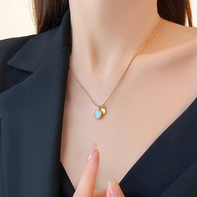 Kalung Wanita Manik Lapis Emas 18K - Stainless Steel, Tidak Kusam, Elegan & Cocok untuk Hadiah! - 我的商店