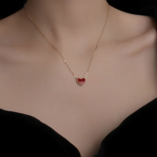 Kalung Choker Wanita Vintage - Warna Emas, Hitam & Merah, Stainless Steel Anti Kusam - 我的商店