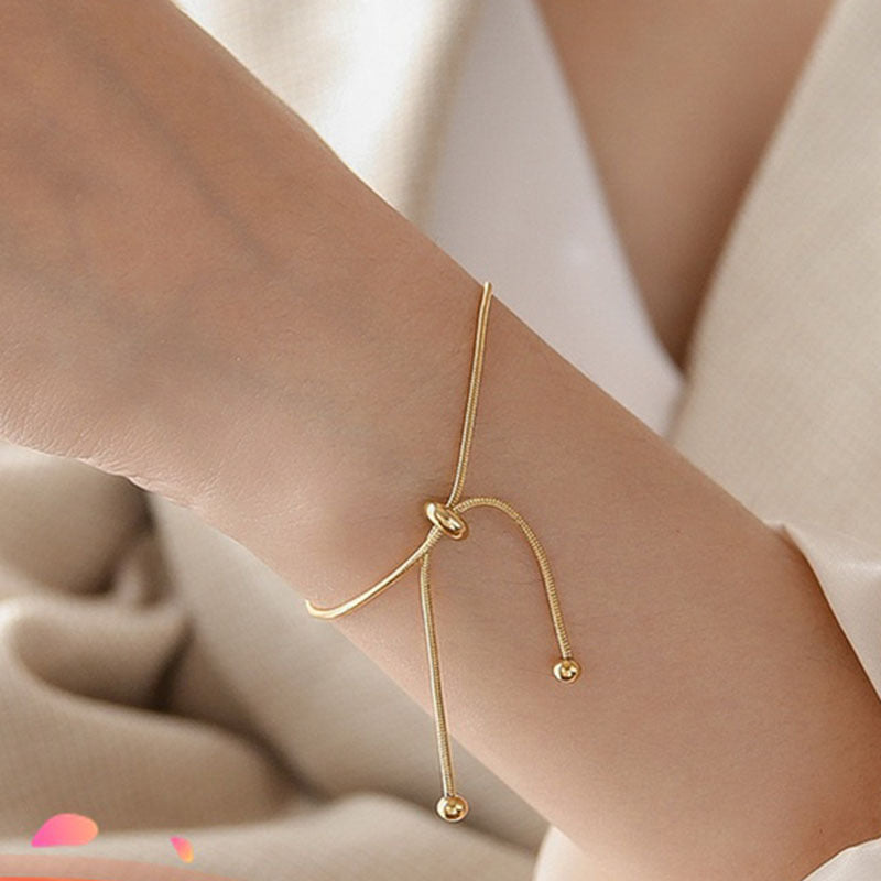 Gelang Wanita Stainless Steel Lapis Emas 18K - Minimalis, Elegan & Awet! - 我的商店