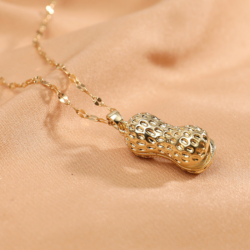 Grosir Kalung Wanita Stainless Steel Liontin Kacang - Tidak Kusam, Cocok untuk Hadiah! - 我的商店