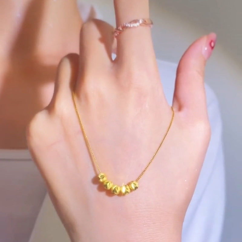 Kalung Lucky Beads Stainless Silver untuk Wanita - Rantai Emas Anti Pudar | Choker Perhiasan Elegan - 我的商店