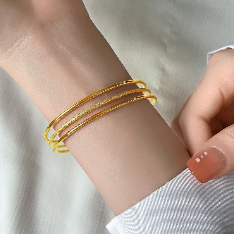 Set Gelang Bangle Minimalis untuk Wanita - 18k Emas & Stainless Steel Anti Pudar | Aksesoris Fashion Elegan - 我的商店