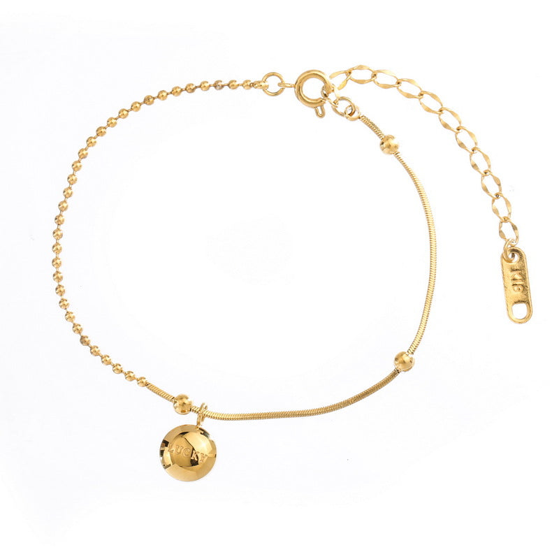 Gelang Kaki Pasangan - Manik & Rantai Emas Stainless Steel, Hadiah Romantis - 我的商店