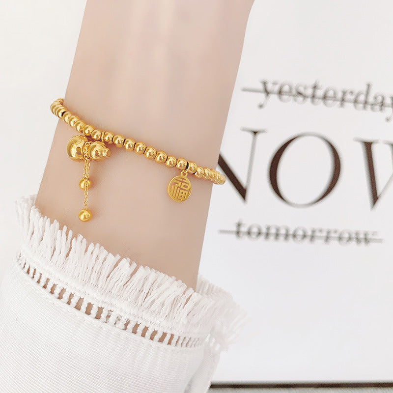 Gelang Manik untuk Wanita - Pendant Lucky Gourd Stainless Steel Anti Pudar | Bangle Hypoallergenic Hadiah Elegan - 我的商店