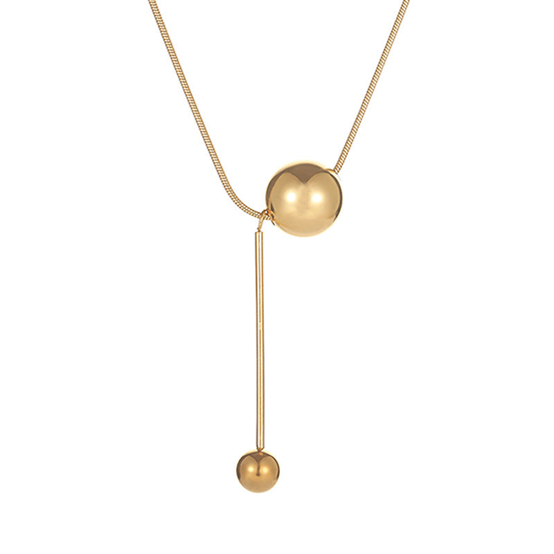 Grosir Kalung Wanita Stainless Steel Liontin Bola Emas - Tidak Kusam, Trendi & Stylish! - 我的商店