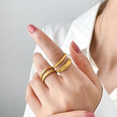 Cincin 18k Emas Berlian Stainless Steel untuk Wanita - Anti Pudar | Aksesoris Fashion Korea