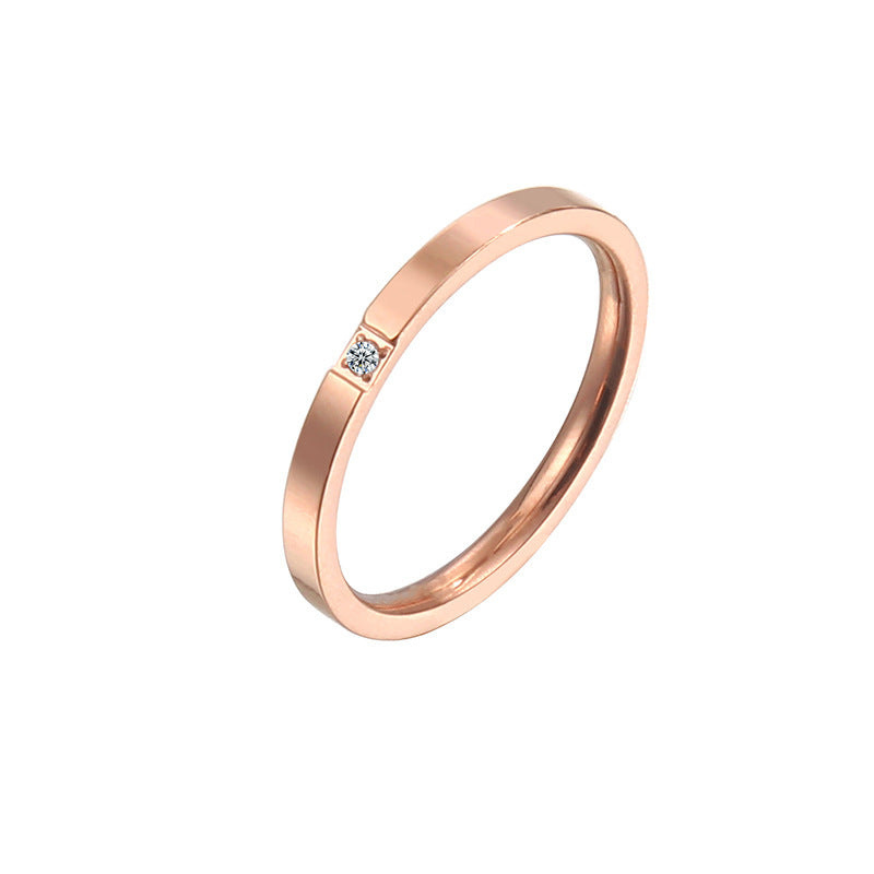 Cincin Janji Lapisan Emas 18k untuk Wanita - Stainless Steel Murah | Cincin Pasangan Hadiah Ulang Tahun - 我的商店