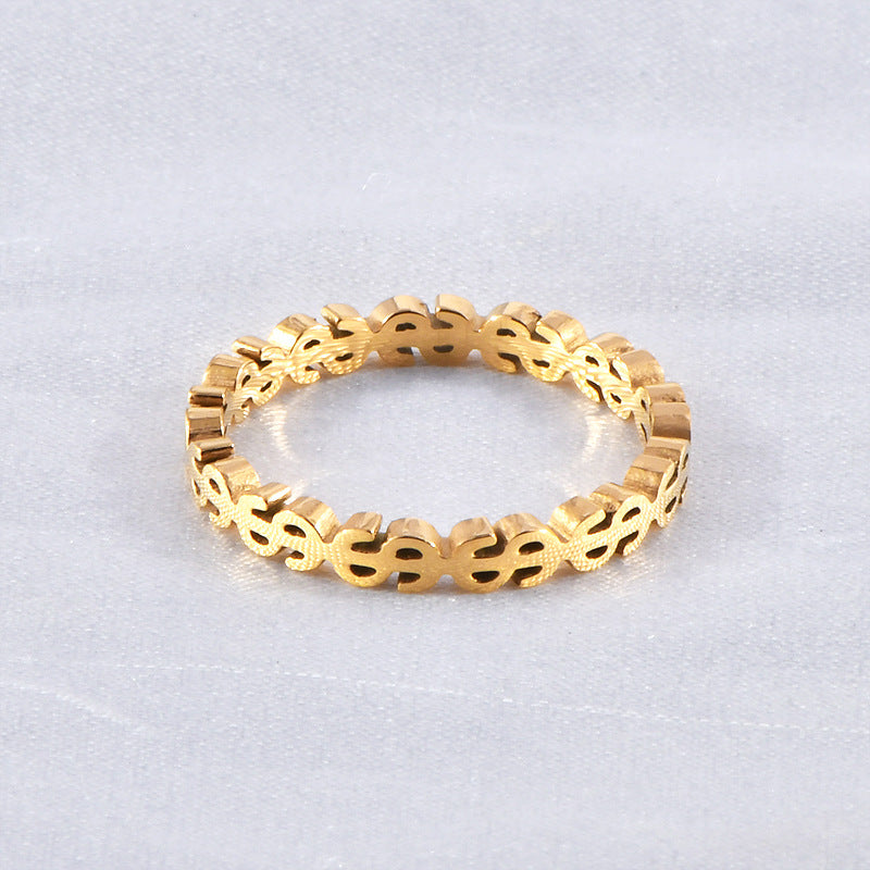 Cincin Money Catcher untuk Wanita - 18k Emas Stainless Steel Anti Pudar | Aksesoris Fashion Elegan - 我的商店
