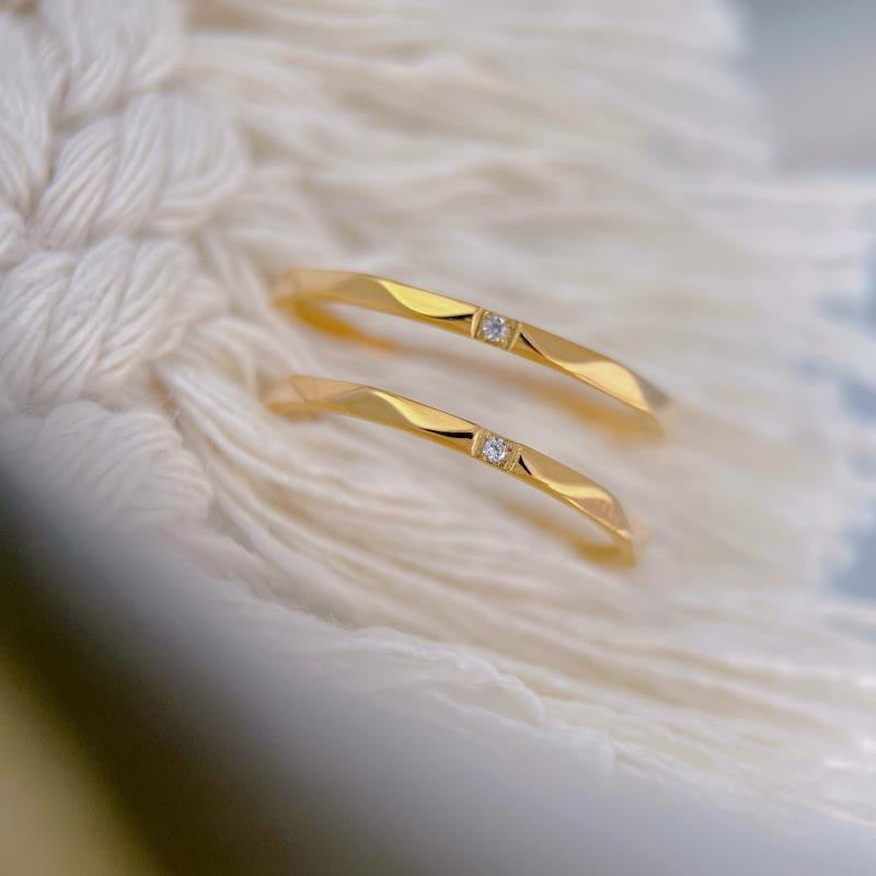 Cincin Emas Berlian untuk Wanita - Singsing Vintage Anti Pudar | Perhiasan Hadiah Ulang Tahun untuk Pacar - 我的商店