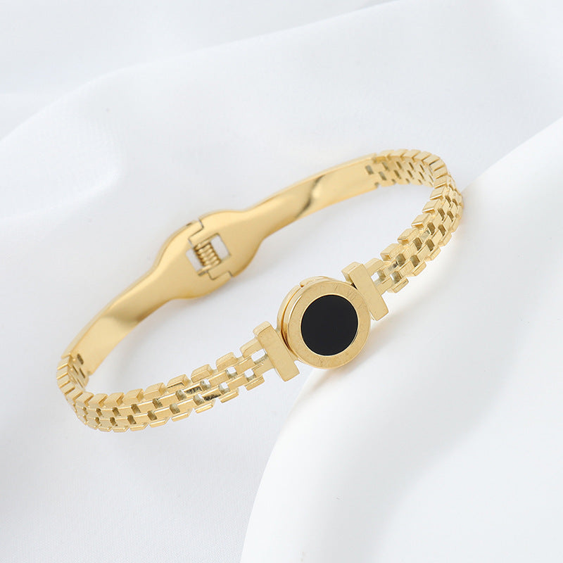 Gelang Lucky Charm untuk Wanita - 18k Emas & Stainless Steel Anti Pudar | Bangle Fashion Terbaru - 我的商店