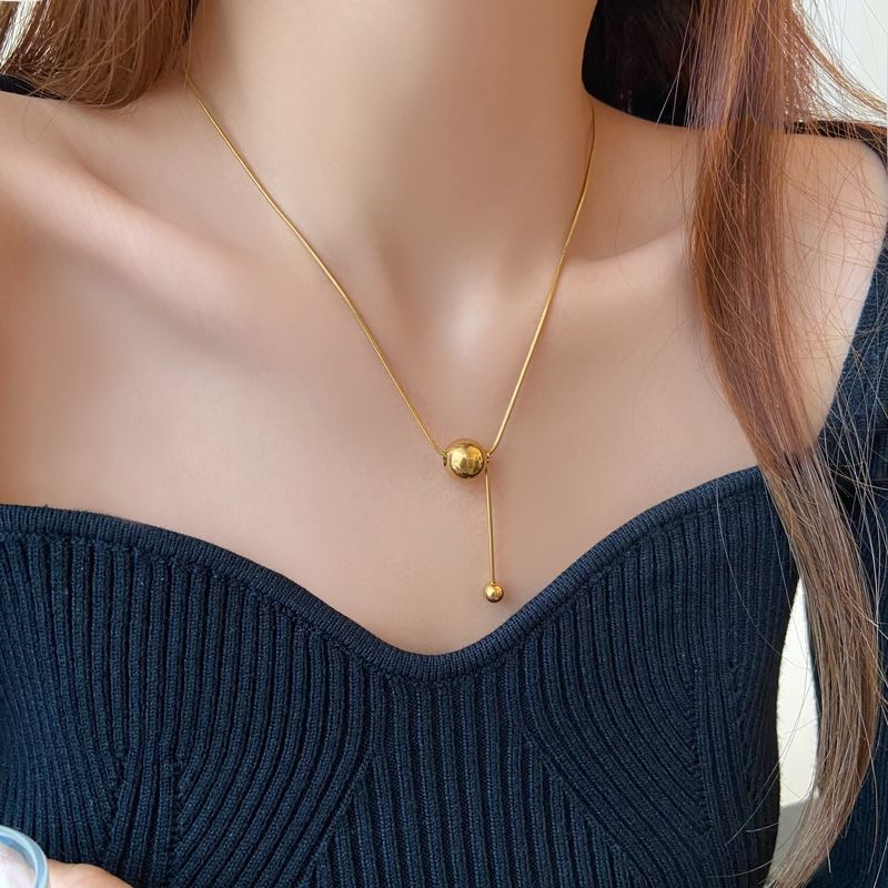 Grosir Kalung Wanita Stainless Steel Liontin Bola Emas - Tidak Kusam, Trendi & Stylish! - 我的商店