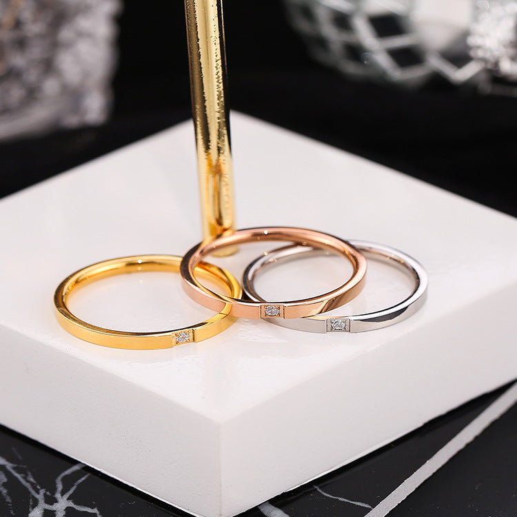 Cincin Janji Lapisan Emas 18k untuk Wanita - Stainless Steel Murah | Cincin Pasangan Hadiah Ulang Tahun - 我的商店
