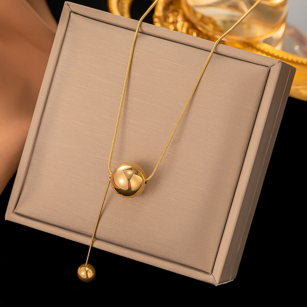 Grosir Kalung Wanita Stainless Steel Liontin Bola Emas - Tidak Kusam, Trendi & Stylish! - 我的商店