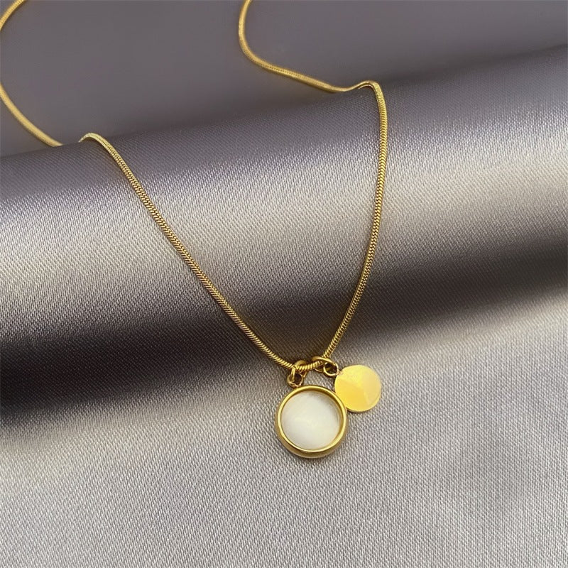 Kalung Wanita Manik Lapis Emas 18K - Stainless Steel, Tidak Kusam, Elegan & Cocok untuk Hadiah! - 我的商店