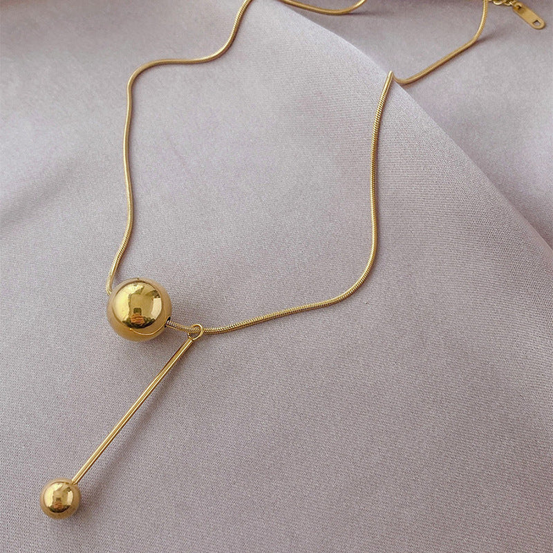 Grosir Kalung Wanita Stainless Steel Liontin Bola Emas - Tidak Kusam, Trendi & Stylish! - 我的商店