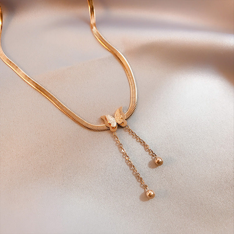 Kalung Kupu-Kupu Emas 18K - Stainless Steel Anti Pudar & Hypoallergenic | Perhiasan Wanita Elegant - 我的商店