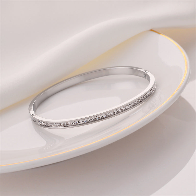 Gelang Mewah Wanita - Berlian & Emas 18K Stainless Steel Anti Pudar - 我的商店