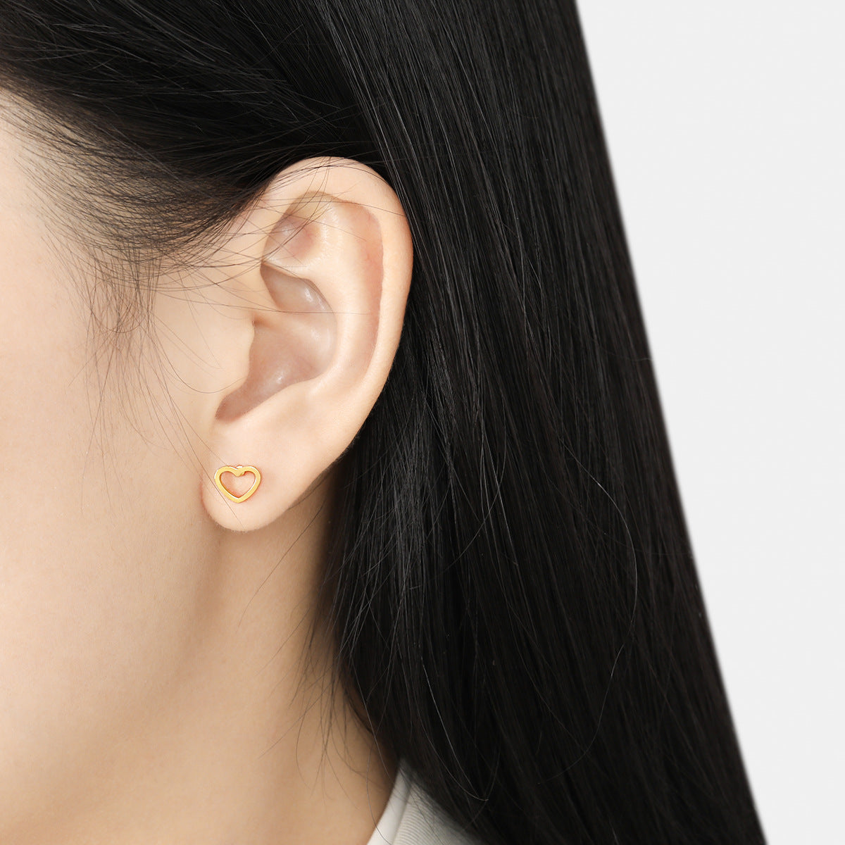 Anting BAUT LOVE BOLONG titanium anti karat korea fashion - 我的商店