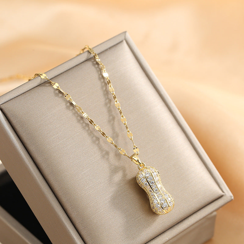 Grosir Kalung Wanita Stainless Steel Liontin Kacang - Tidak Kusam, Cocok untuk Hadiah! - 我的商店
