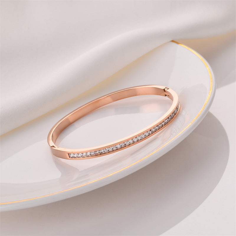 Gelang Mewah Wanita - Berlian & Emas 18K Stainless Steel Anti Pudar - 我的商店