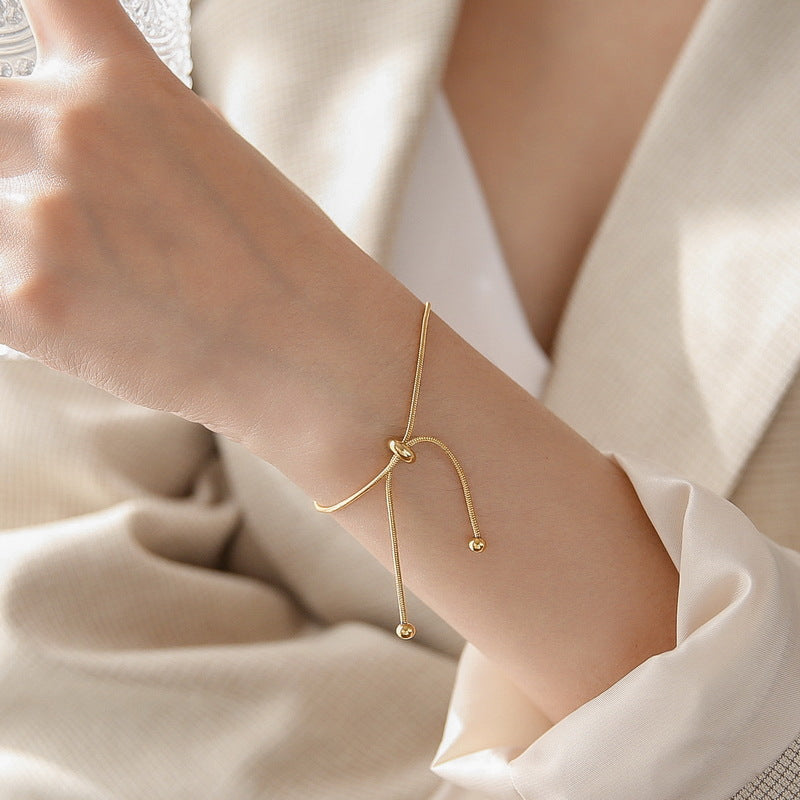 Gelang Wanita Stainless Steel Lapis Emas 18K - Minimalis, Elegan & Awet! - 我的商店