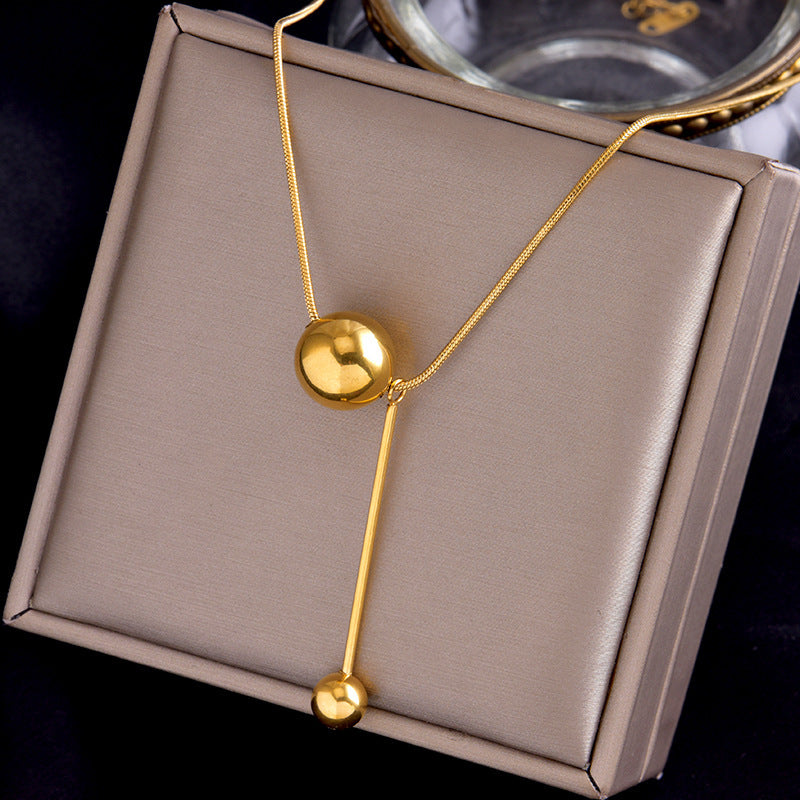 Grosir Kalung Wanita Stainless Steel Liontin Bola Emas - Tidak Kusam, Trendi & Stylish! - 我的商店