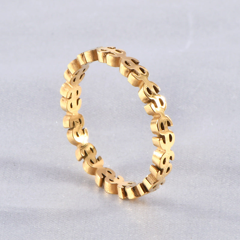 Cincin Money Catcher untuk Wanita - 18k Emas Stainless Steel Anti Pudar | Aksesoris Fashion Elegan - 我的商店