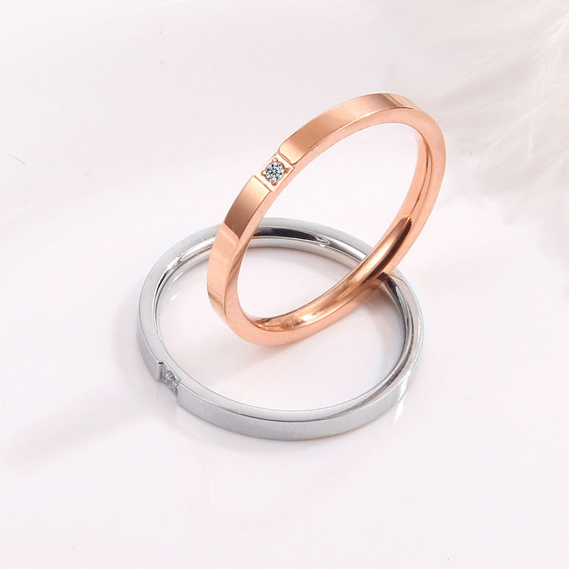 Cincin Janji Lapisan Emas 18k untuk Wanita - Stainless Steel Murah | Cincin Pasangan Hadiah Ulang Tahun - 我的商店