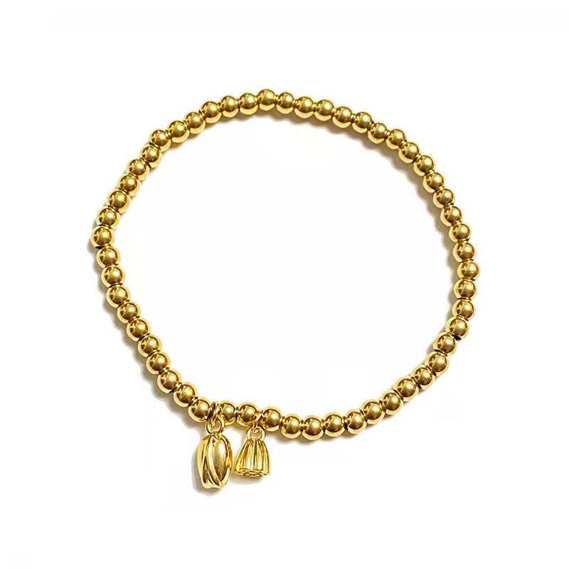 Grosir Gelang Manik Bunga Teratai Emas untuk Wanita – Baja Tahan Karat, Elegan, Anti Karat - 我的商店