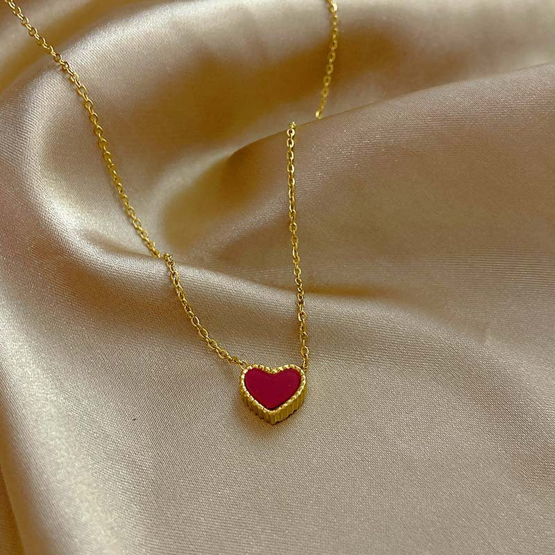 Kalung Choker Wanita Vintage - Warna Emas, Hitam & Merah, Stainless Steel Anti Kusam - 我的商店