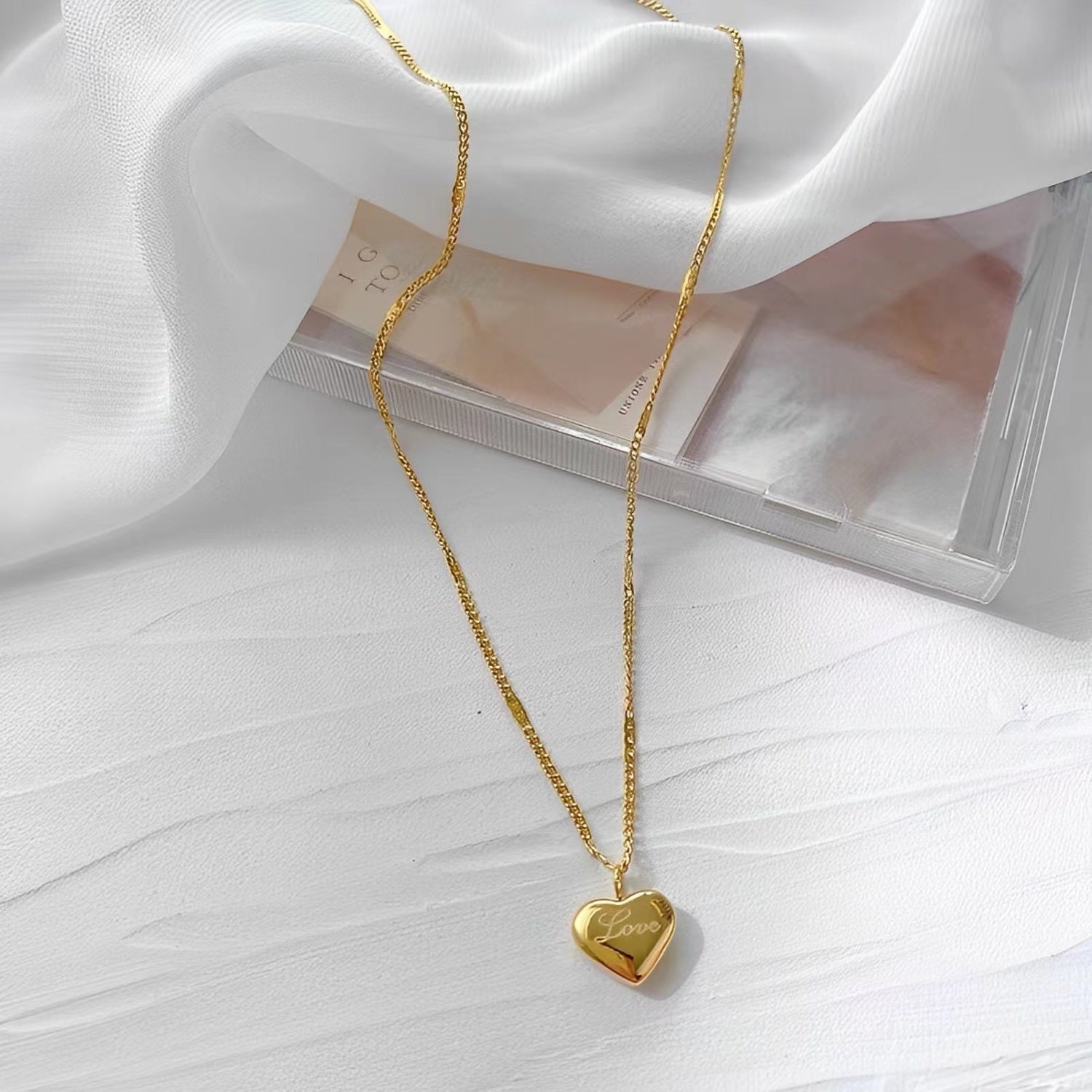 Grosir Kalung Liontin Hati untuk Wanita – Emas 18K, Anti Karat, Rantai Baja Tahan Karat - 我的商店