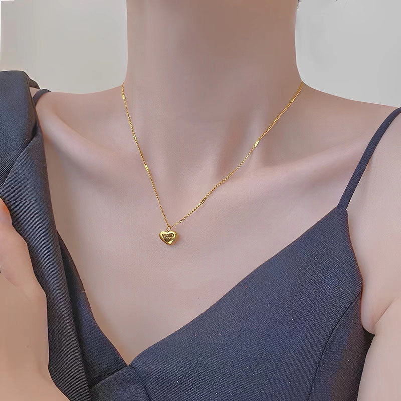 Grosir Kalung Liontin Hati untuk Wanita – Emas 18K, Anti Karat, Rantai Baja Tahan Karat - 我的商店