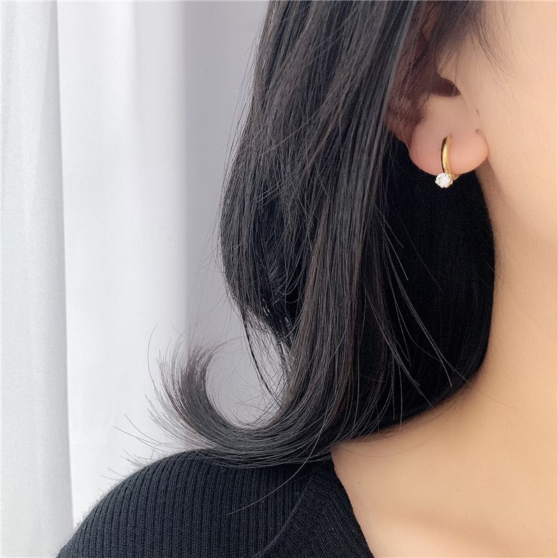 Anting Berlian Wanita - Emas Hypoallergenic Gantung, Aksesoris Mewah & Aman untuk Kulit - 我的商店