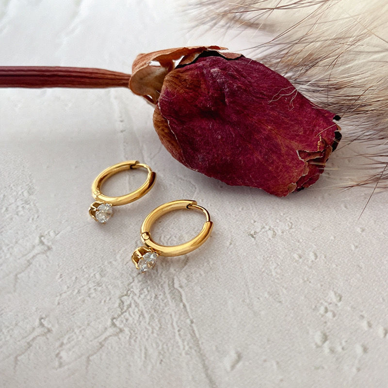 Anting Berlian Wanita - Emas Hypoallergenic Gantung, Aksesoris Mewah & Aman untuk Kulit - 我的商店