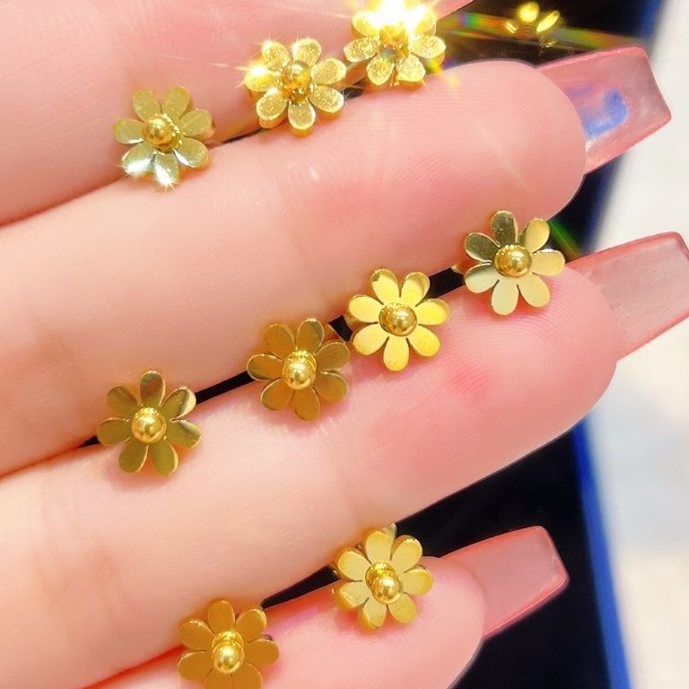 Anting Bunga Stud Wanita - Stainless Steel Hypoallergenic Anti Kusam, Hadiah Cantik - 我的商店