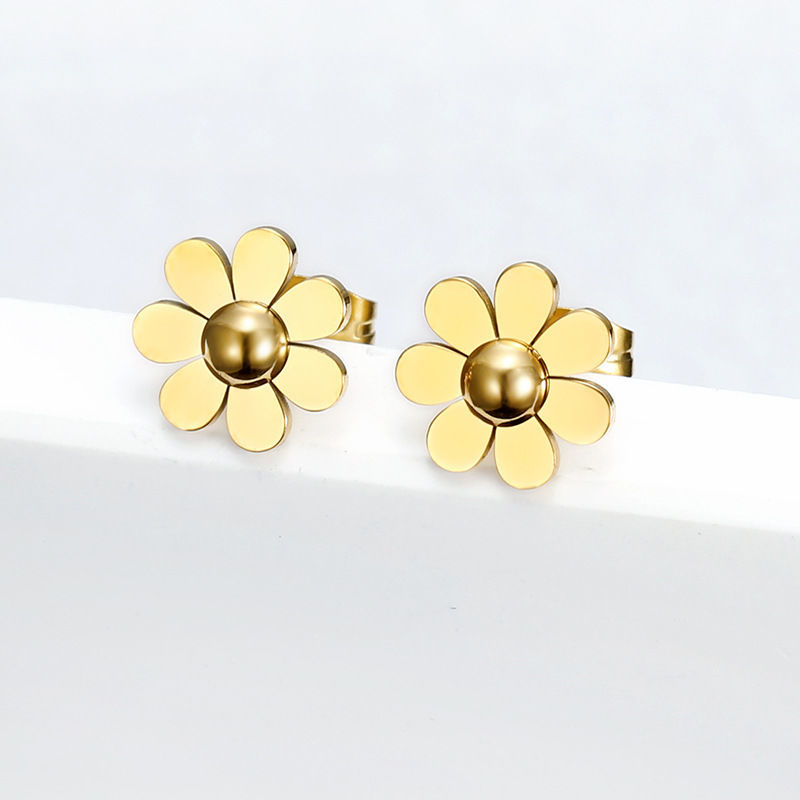 Anting Bunga Stud Wanita - Stainless Steel Hypoallergenic Anti Kusam, Hadiah Cantik - 我的商店