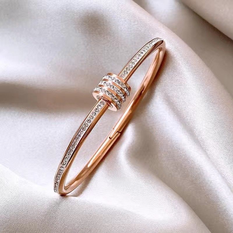 Gelang Fashion untuk Wanita - Berlian Lingkaran Stainless Steel | Perhiasan Mewah Hadiah Elegan - 我的商店