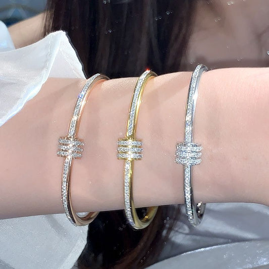 Gelang Fashion untuk Wanita - Berlian Lingkaran Stainless Steel | Perhiasan Mewah Hadiah Elegan - 我的商店