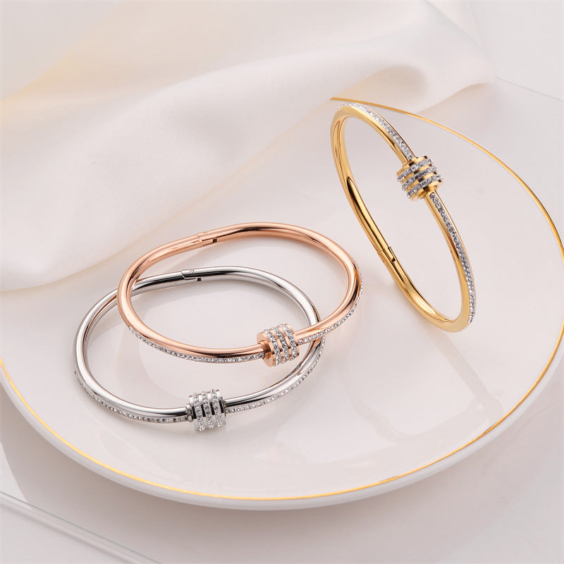 Gelang Fashion untuk Wanita - Berlian Lingkaran Stainless Steel | Perhiasan Mewah Hadiah Elegan - 我的商店