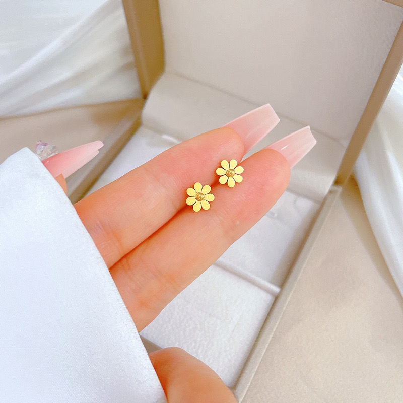 Anting Bunga Stud Wanita - Stainless Steel Hypoallergenic Anti Kusam, Hadiah Cantik - 我的商店