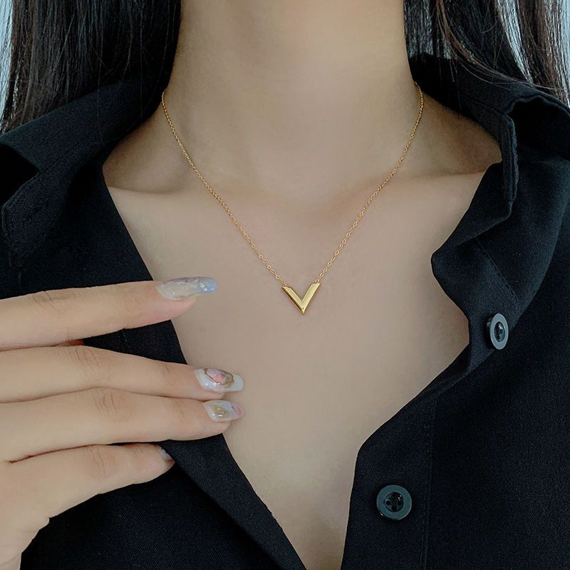 Kalung Huruf untuk Wanita - Stainless Steel 18k Emas Vintage Kwintas | Perhiasan Elegan - 我的商店